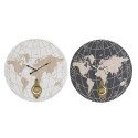 Wall Clock DKD Home Decor Black Beige Metal MDF World Map (58 x 8 x 58 cm)