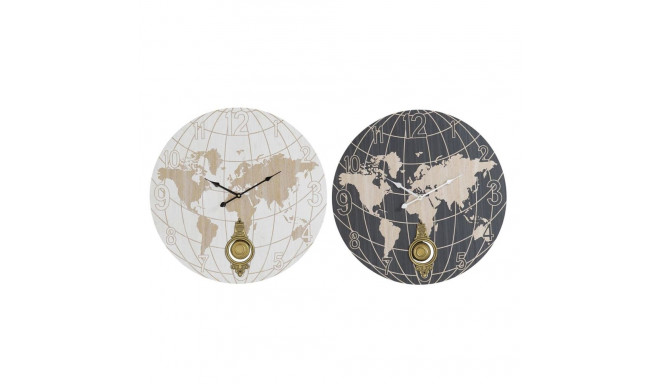 Wall Clock DKD Home Decor Black Beige Metal MDF World Map (58 x 8 x 58 cm)
