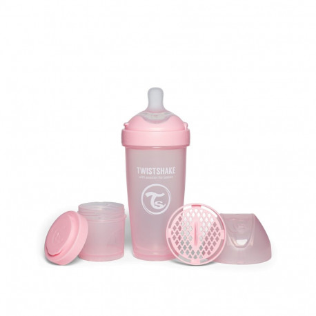 Twistshake Pro Double Anti-Colic Feeding Bottle 330ml Pastel Pink 79040