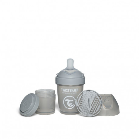 Twistshake Pro Double Anti-Colic Feeding Bottle 180ml Pastel Grey 79010