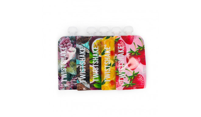 Twistshake 5x Squeeze Bag 220ml Mango Passion Fruit Strawberry Grape Coconut 78617