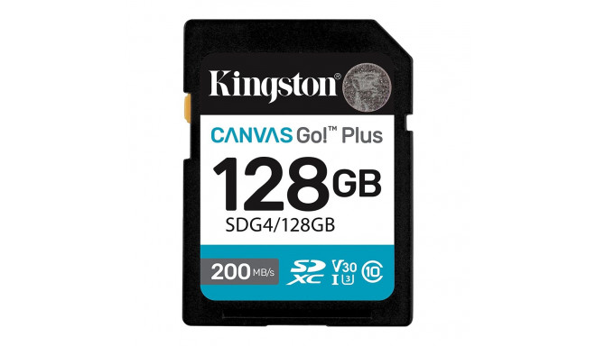 Kingston mälukaart SDXC 128GB Canvas Go Plus Gen4 200MB/s C10 UHS-I U3 V30