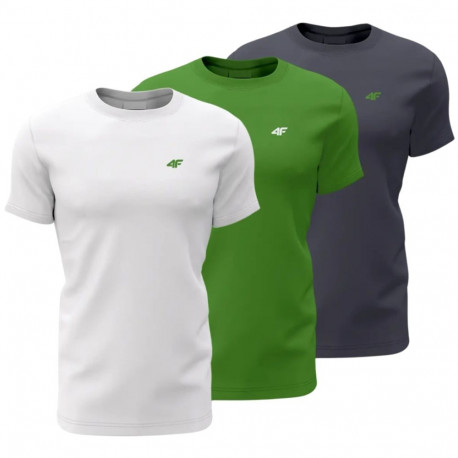 Koszulka męska 4F M1895 3pak granatowa, zielona, biała 4FWSS24TTSHM1895 90S  2XL