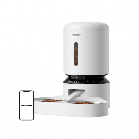 Petlibro Granary camera feed dispenser with double bowl, 5L (white)
