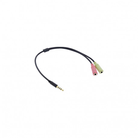 InLine Audio Headset Adapter Cable 3.5mm male 4 Pin / 2x 3.5mm, black, 0.15m