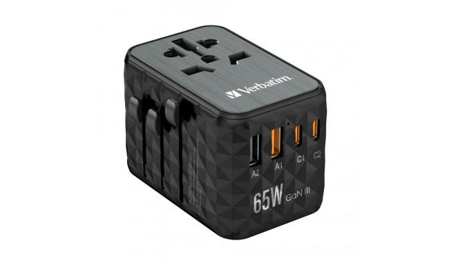 Verbatim GAN III UTA-05 2 X USB-C PD 65W & QC 4+ / 2 X USB-A