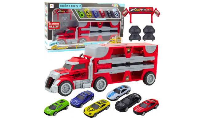 Zestaw Ciężarówka Rozkładana Z Torem Wyścigowym 6 Autek