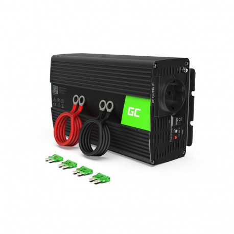 Power Adapter - Green Cell INV08 1000W Outdoor 12V to 230V Black