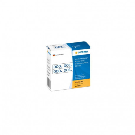 HERMA Number labels duplicate numbers self-adhesive 10x22 mm blue printed, 0-999