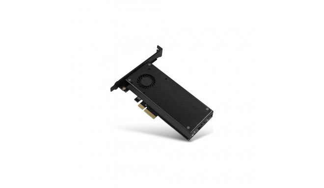 AXAGON PCEM2-DC PCI-E 3.0 4x - DUAL M.2 SSD (NVMe + SATA) dual voltage up to 110mm SSD fan + heatsin