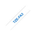 BROTHER TZEFA3 tekstiililint 12mm 3m valge sinine mitte lamineeritud