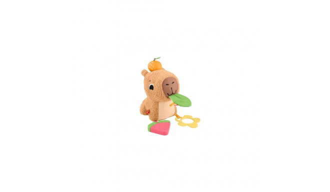 Fisher-Price Snuggly Snacky Capybara Plush Baby Sensory Toy with Teether &amp; Rattle for Newbor