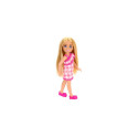 Barbie Chelsea Doll, Small Doll Wearing Removable Checked Dress with Blonde Hair &amp; Blue Eyes