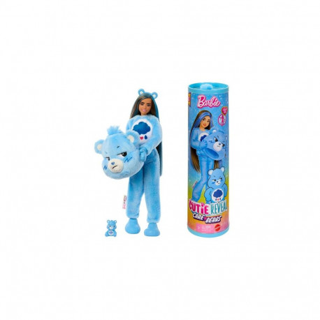 Barbie Cutie Reveal Care Bears Series Doll & Accessories in Grumpy Bear Plush Costume, 10 Surpri