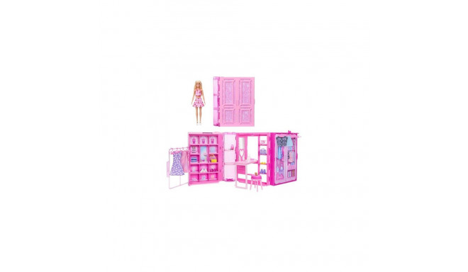 Barbie Dream Closet Toy Playset with Fashion Doll, Clothes, &amp; Accessories, 3-ft-Wide with 25
