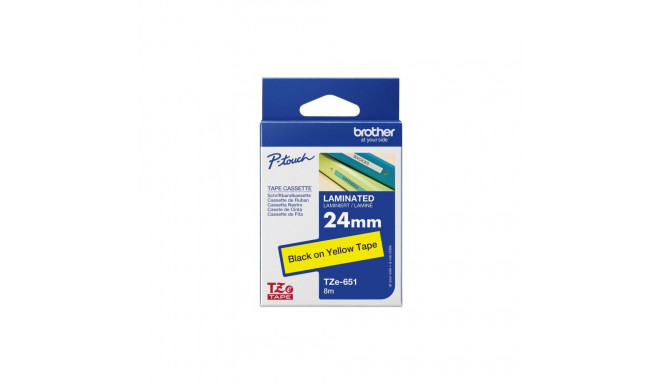 Brother TZe-651 lamineeritud teip must kollasel TZe 8 m 2,4 cm
