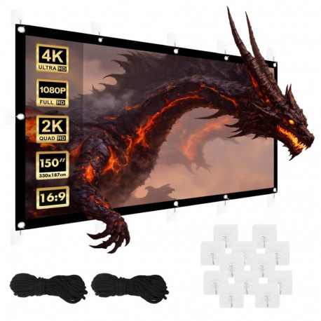 Maclean projection screen, 150", 330x187cm, 25mm 16:9 border, tension hooks, MC-167