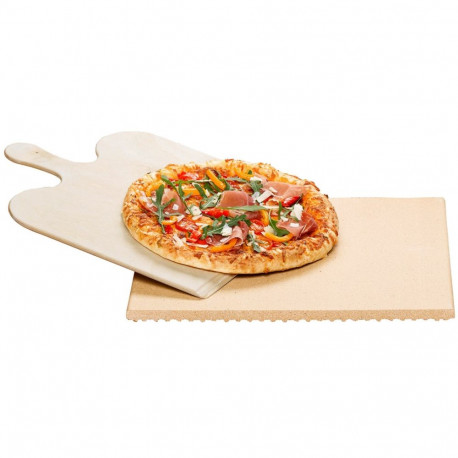 pizzakivi ja leivakivi komplekt PS 16 35x35cm puulabidaga, beež