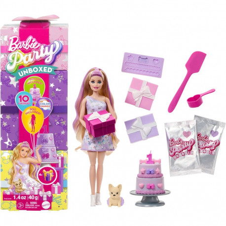 Barbie Barbie Party Unboxed Pet Birthday Series - purple dress, doll