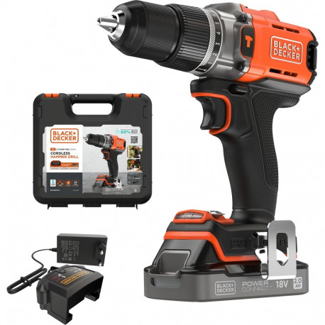 BLACK+DECKER POWERCONNECT cordless impact drill BCD383D1XK, 18V orange/black, Li-ion battery 2.0Ah,