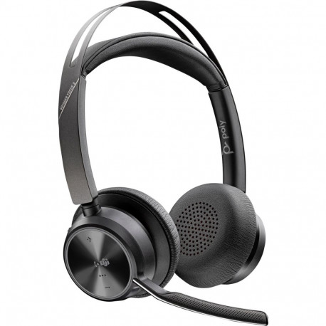 Poly Voyager Focus 2 USB-C-C Headset (schwarz, Microsoft Teams zertifiziert, USB-C/-A Adapter, Lades