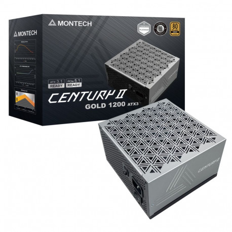 CENTURY II 1200 (silber, 1x 12-Pin High Power GPU, 6x PCIe, Kabelmanagement, 1200 Watt)