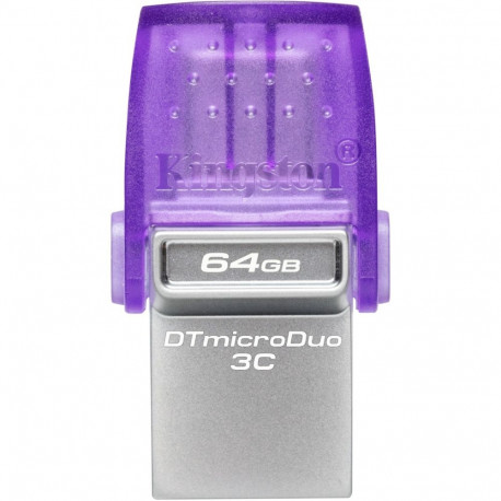 DataTraveler mälupulk microDuo 3C 64GB USB-A 3.2 Gen 1 USB-C 3.2 Gen 1, violetne/läbipaistev