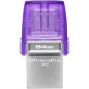 Kingston DataTraveler microDuo 3C 64 GB (purple/transparent, USB-A 3.2 Gen 1, USB-C 3.2 Gen 1)