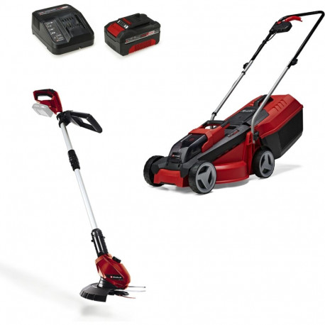 Einhell Cordless Lawn Mower Set GE-CM 18/30 + Grass Trimmer GE-CT 18 (red/black, Li-ion battery 4.0A