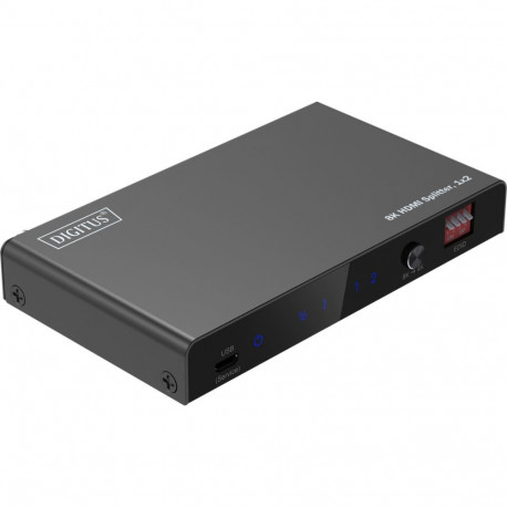 Digitus 8K HDMI Splitter, 1x2 (black, with downscaler)