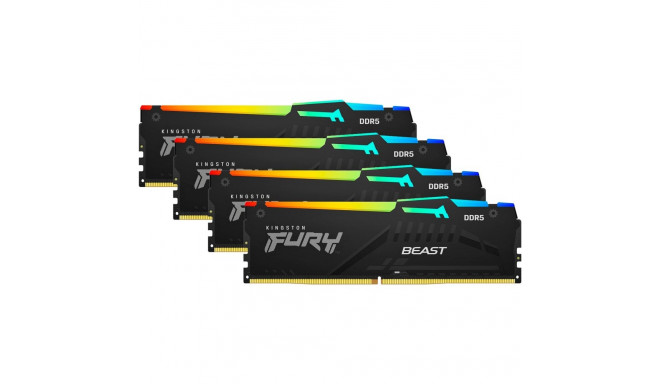 Kingston DDR5 - 128GB - 5600 - CL - 40 (4x 32 GB) quad kit (black, KF556C40BBAK4-128, FURY Beast RGB