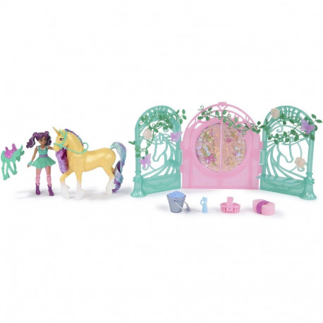 Spin Master Unicorn Academy - Ava & Unicorn Leaf Stable Playset with Color Change Effect, Toy Figure