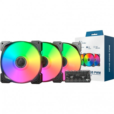 HP140 ARGB PWM 140x140x25 (schwarz, 3er Pack, 140 mm)