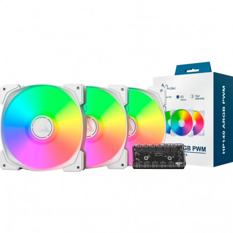 Montech HP140 ARGB PWM 140x140x25, case fan (white, pack of 3, 140 mm)