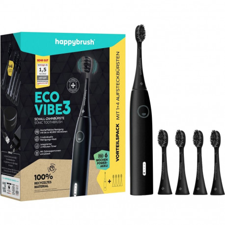 ECO VIBE elektriline hambahari 3 starterkomplekt +4 harjapead, must