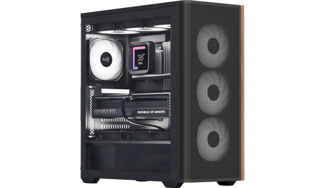 Aerocool D501A-G-BK-v2, tower case (black/wood)