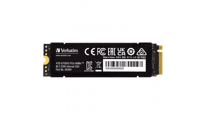 Verbatim Vi7000G 4 TB, SSD (black, PCIe 4.0 x4, NVMe, M.2 2280, heatsink)