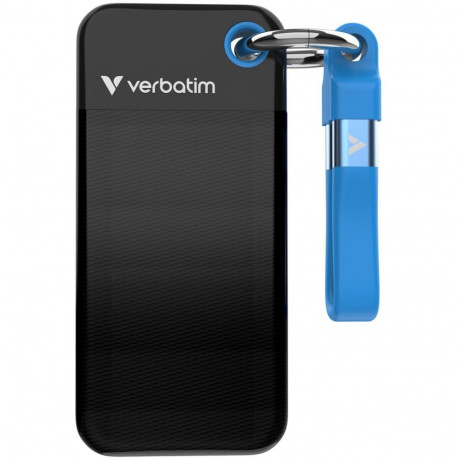 Pocket SSD 2 TB, Externe SSD (schwarz/blau, USB-C 3.2 Gen 2 (10 Gbit/s), mit Schlüsselring und Kabel