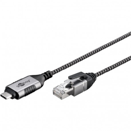 Goobay Ethernet adapter cable USB-C 3.2 Gen2 > RJ-45 (black/grey, 3 meters)