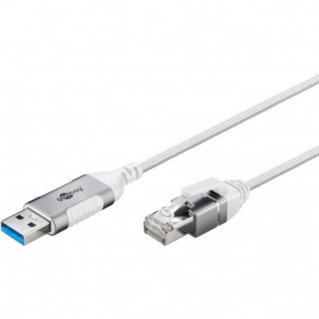 Goobay Ethernet adapter cable USB-A 3.2 Gen1 > RJ-45 (white, 10 meters)