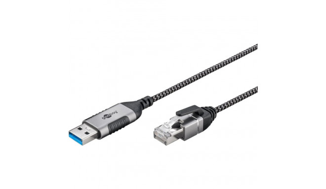 Goobay Ethernet adapter cable USB-A 3.2 Gen1 > RJ-45 (black/grey, 5 meters)