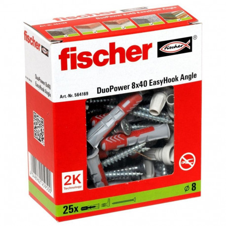 Fischer EasyHook Angle DuoPower 8x40 (white, 25 pieces, with EasyHook angle hook)