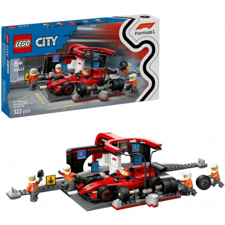 LEGO 60443 City F1 Pit Stop with Pit Crew and Ferrari Racer, Construction Toy