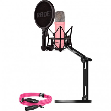 Rode Microphones NT1 Signature +XLR cable+Desktop Studio Arm, microphone (pink, bundle)