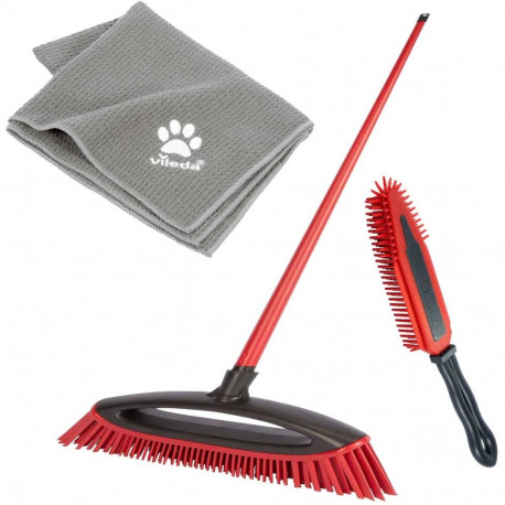 Vileda Pet Pro ALWAYS CLEAN broom box, 3-piece set (red, ALWAYS CLEAN broom + Pet Pro electrostatic 