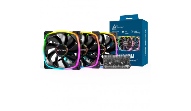 Montech AX120 PWM 120x120x25, case fan (black, pack of 3)