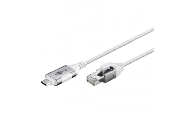 goobay Ethernet adapter cable USB-C 3.2 Gen2 > RJ-45, Slim (white, 1 meter)
