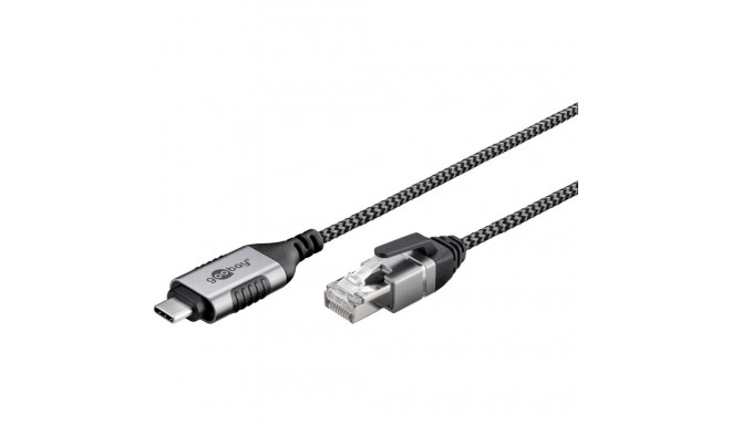 goobay Ethernet adapter cable USB-C 3.2 Gen2 > RJ-45, Slim (black/gray, 5 meters)