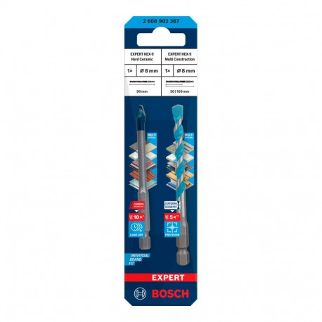 EXPERT HEX-9 HardCeramic + HEX-9 MultiConstruction Bohrer-Satz,  Ø 8mm (2-teilig)