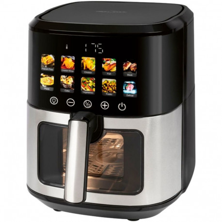 Heißluftfritteuse PC-FR 1286 H (schwarz/edelstahl, 1.700 Watt, Korb 6,5 Liter, mit Sichtfenster)